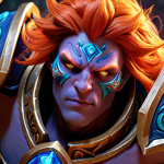 **A close-up, vibrant image of a Dota 2 hero, richly adorned with an Arcana-level skin. The skin should feature unique visual effects and particle trails. Focus on the intricate details of the armor and weapon, highlighting the sense of power and exclusivity.** (This image captures the allure and detail of high-value skins)