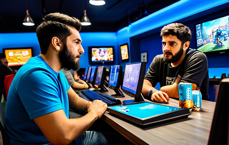 Overthrow Strategy** "A team of diverse gamers strategizing around a computer screen displaying "Overthrow" gameplay. Fully clothed, modern casual attire. Environment: A brightly lit gaming cafe in Madrid, with energy drinks and snacks on the table. Safe for work, appropriate content, professional quality, perfect anatomy, natural proportions, family-friendly." **